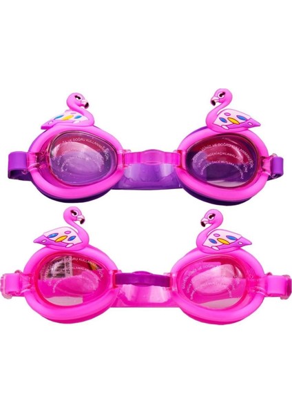 Renkli Flamingo Yüzücü Gözlük, Tek Adet,