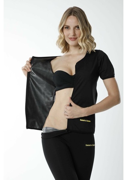 Siyah Kısa Kollu Termal Üst, Polimer Kaplamalı, Hafif ve Rahat Giyim