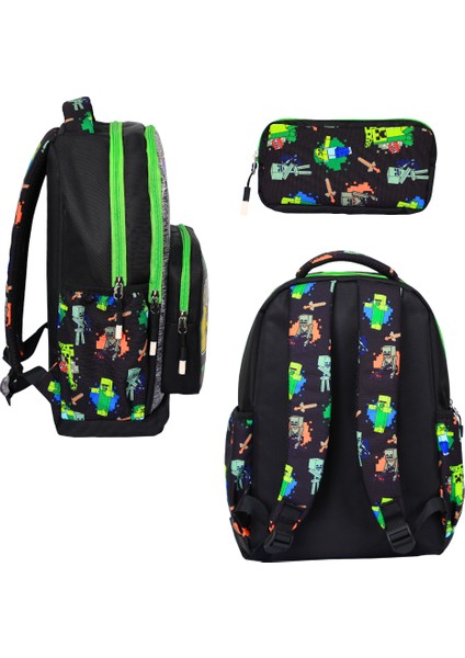 3’lü Ilkokul Yeşil Baskılı, Erkek Çocuk Beslenmeli ve Kalemlikli Okul Çantası fırsatları