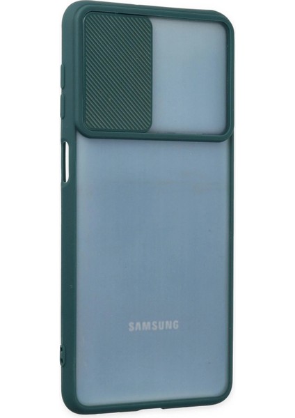 Samsung Galaxy M52 5g Kılıf Palm Buzlu Kamera Sürgülü Silikon - Yeşil - YKD9653-5733