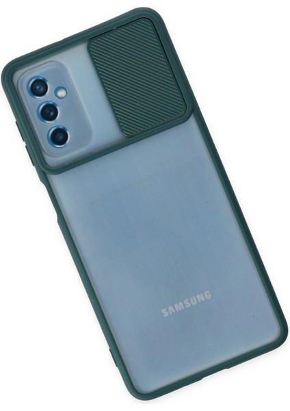 Samsung Galaxy M52 5g Kılıf Palm Buzlu Kamera Sürgülü Silikon - Yeşil - YKD9653-5733