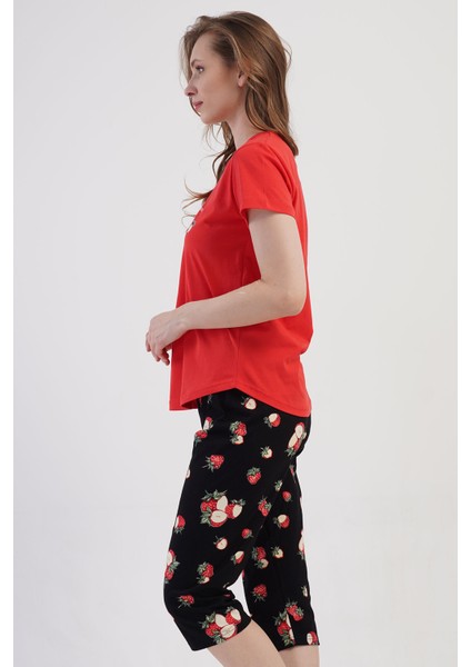 Pamuklu Kadın Kısa Kol Kaprili Pijama Takım , 409095 fiyatları