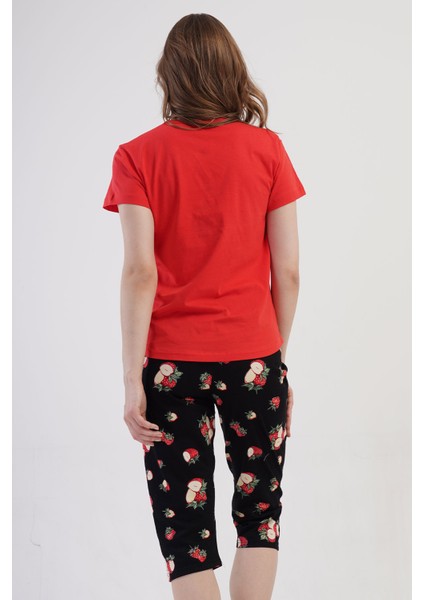 Pamuklu Kadın Kısa Kol Kaprili Pijama Takım , 409095 fırsatları