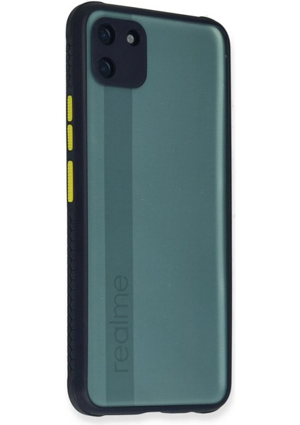 Realme C11 Kılıf Miami Şeffaf Silikon - Lacivert - YKD7114-9118