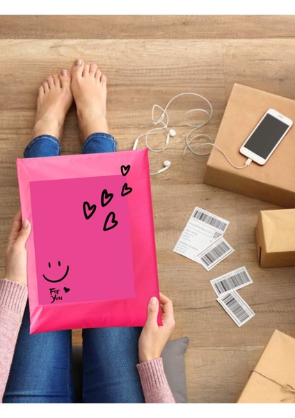 5 Adet 25X35 Ara Boy Fuşya Kargo Poşeti Cepsiz Hediye Ambalaj Poşeti