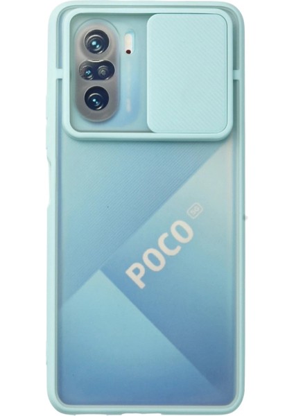Xiaomi Poco F3 Kılıf Palm Buzlu Kamera Sürgülü Silikon - Turkuaz - YKD3649-6771