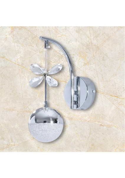 Krom LED Aplik, 3 Işık Seçeneği, Pilsiz, Elektrikli, Şık ve Modern Tasarım