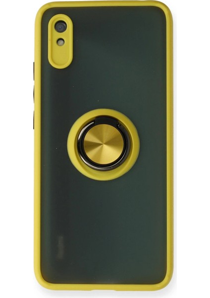 Xiaomi Redmi 9A Kılıf Montreal Yüzüklü Silikon Kapak - Sarı - YKD5733-1707