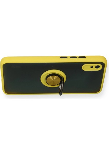 Xiaomi Redmi 9A Kılıf Montreal Yüzüklü Silikon Kapak - Sarı - YKD5733-1707 modelleri