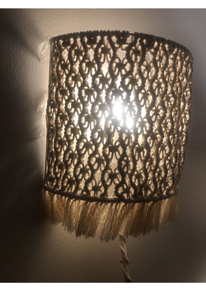 El Yapımı Bej Makrome Duvar Lambası, Şık ve Doğal Dekoratif Aydınlatma modelleri