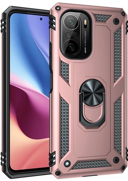 Xiaomi Poco F3 Kılıf Sofya Yüzüklü Silikon Kapak - Rose - YKD9307-1951