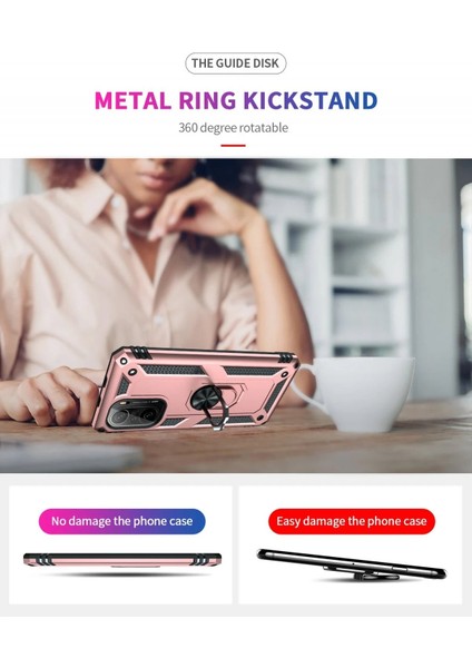 Xiaomi Poco F3 Kılıf Sofya Yüzüklü Silikon Kapak - Rose - YKD9307-1951