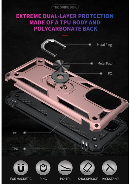 Xiaomi Poco F3 Kılıf Sofya Yüzüklü Silikon Kapak - Rose - YKD9307-1951