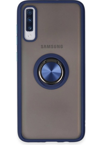 Samsung Galaxy A70 Kılıf Montreal Yüzüklü Silikon Kapak - Lacivert - YKD5929-6513