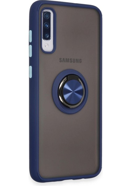 Samsung Galaxy A70 Kılıf Montreal Yüzüklü Silikon Kapak - Lacivert - YKD5929-6513