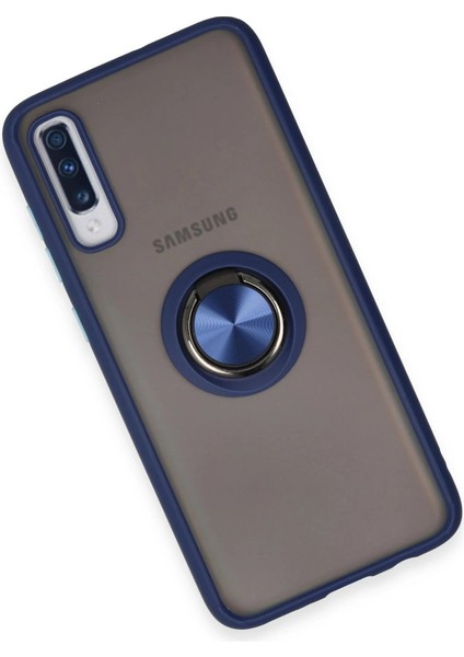 Samsung Galaxy A70 Kılıf Montreal Yüzüklü Silikon Kapak - Lacivert - YKD5929-6513