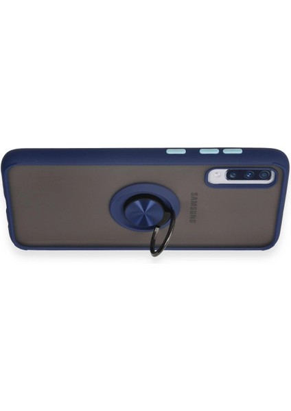 Samsung Galaxy A70 Kılıf Montreal Yüzüklü Silikon Kapak - Lacivert - YKD5929-6513