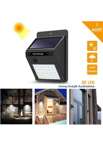 Siyah Güneş Paneli Duvar Aplikası 60 Lümen 15W Işıklandırma Armatürü