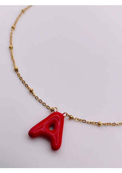 Çelik Kolye A Harfli Kolye Renkli Balon Harf Kolye