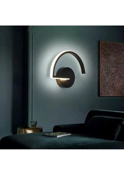 Nehrir Siyah Mimari Tarz Beyaz Ledli Aplik, Şık ve Modern Aydınlatma Seçeneği