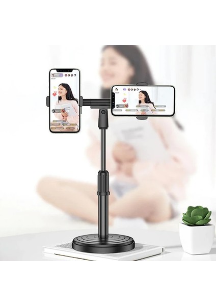 Ally Masaüstü Youtube Tiktok Canlı Yayın Çift Telefon Tutucu STAND-(1903) - YKD6038-9221 fırsatları