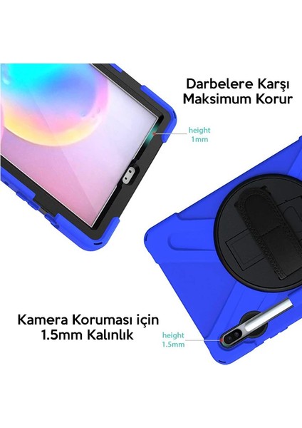 Ally Sm Galaxy Tab S6 10.5 T860 Shockproof 3 Katmanlı Standlı Zırh Kılıf Kalem - YKD4943-8018