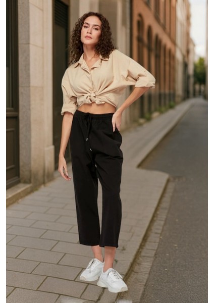 Kapri Eşofman Hambez Rahat Kalıp Yazlık Beli Lastikli Keten Görünümlü fiyatları