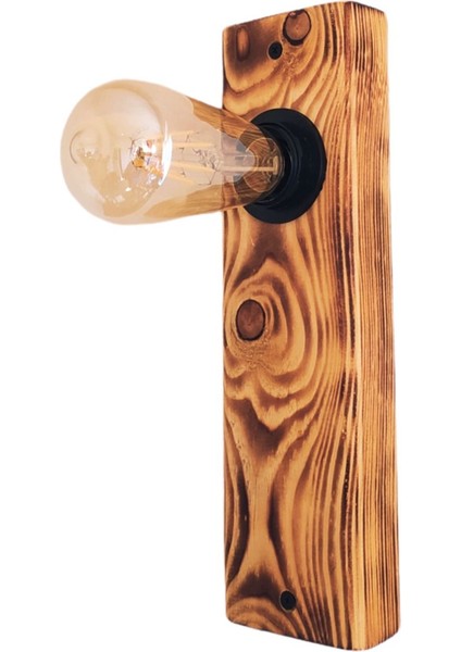 Doğal Ahşap Edison Rustik Salon Duvar Aplikası, 40 Cm, Kahverengi