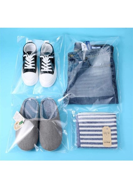 50 Adet 28X34 Bantlı Çeyiz Poşeti (Yapışkanlı) Şeffaf Jelatin Poşet Parlak Poşet