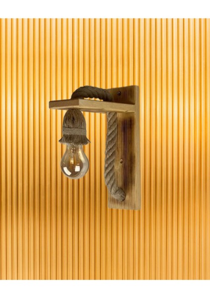 El Yapımı Ahşap Duvar Aplik, Kahverengi, Dekoratif ve Şık Tasarım