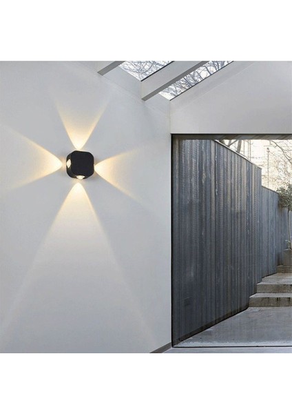 4W 3000K Günışığı LED Aplik, Iç ve Dış Mekan, Elektrikli Duvar Aplik Siyah