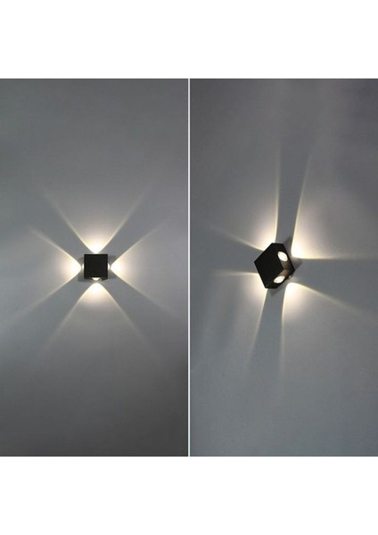 4W 3000K Günışığı LED Aplik, Iç ve Dış Mekan, Elektrikli Duvar Aplik Siyah modelleri