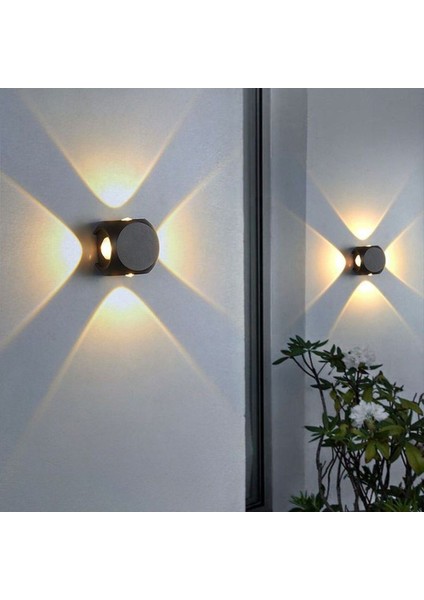 4W 3000K Günışığı LED Aplik, Iç ve Dış Mekan, Elektrikli Duvar Aplik Siyah indirimleri