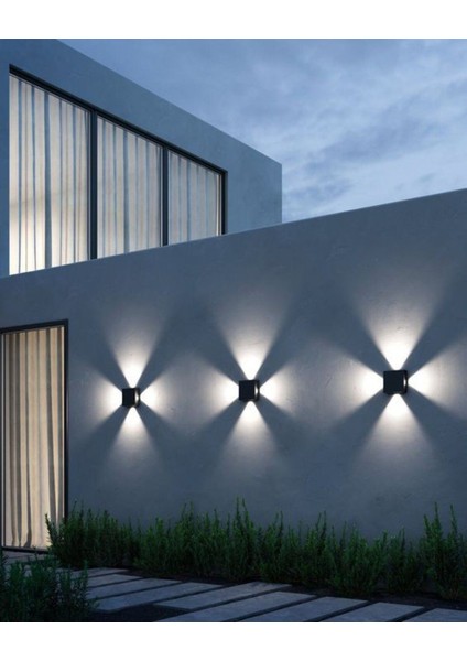 4W 3000K Günışığı LED Aplik, Iç ve Dış Mekan, Elektrikli Duvar Aplik Siyah