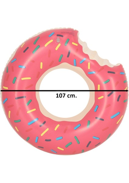 Pembe Şişme Donut Simit 107 cm Tutmalı, Deniz Temalı, Eğlenceli ve Renkli Tasarım fırsatları