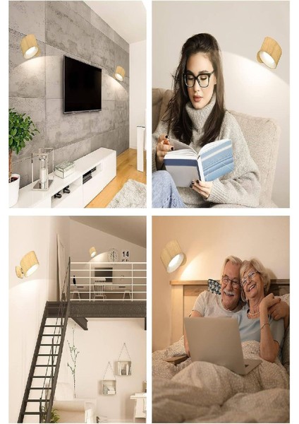 Taşınabilir 360° Dönebilen Ahşap Duvar Lamba, Şarjlı Mıknatıslı, Portatif ve Şık Tasarım modelleri