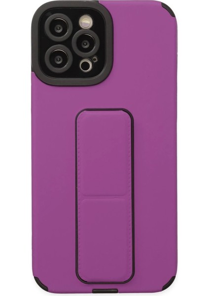 Newface iPhone 12 Pro Max Kılıf Mega Standlı Silikon - Mor