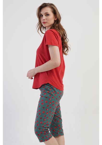 Pamuklu Kadın Kısa Kol Kaprili Pijama Takım , 409030 fiyatları