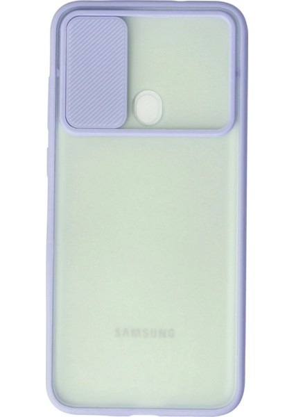 Samsung Galaxy A11 Kılıf Palm Buzlu Kamera Sürgülü Silikon - Lila - YKD6469-1325