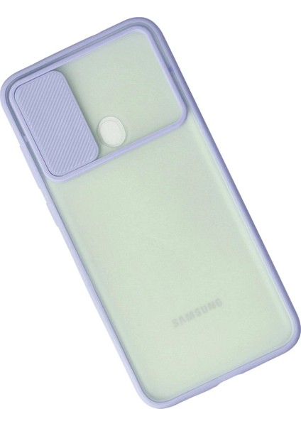 Samsung Galaxy A11 Kılıf Palm Buzlu Kamera Sürgülü Silikon - Lila - YKD6469-1325