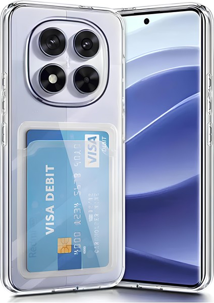 Poco X7 Kılıf Kartlıklı Kamera Çıkıntılı Şeffaf Darbe Korumalı Kart Bölmeli Kapak