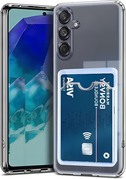 Samsung Galaxy A36 Kılıf Kartlıklı Kamera Çıkıntılı Şeffaf Darbe Korumalı Kart Bölmeli Kapak