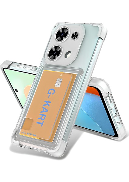 Xiaomi Redmi Note 13 Pro 4g Kılıf Kartlıklı Kamera Çıkıntılı Şeffaf Darbe Korumalı Kart Bölmeli Kapak