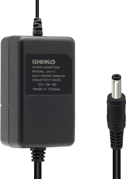 12 Volt 2 Amper 5.5*2.1 Uçlu Yerli Üretim Plastik Kasa Masaüstü Adaptör