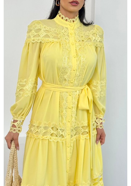 Kadın Uzun Dantel Detaylı Tasarım Elbise NBMS42110 fiyatları