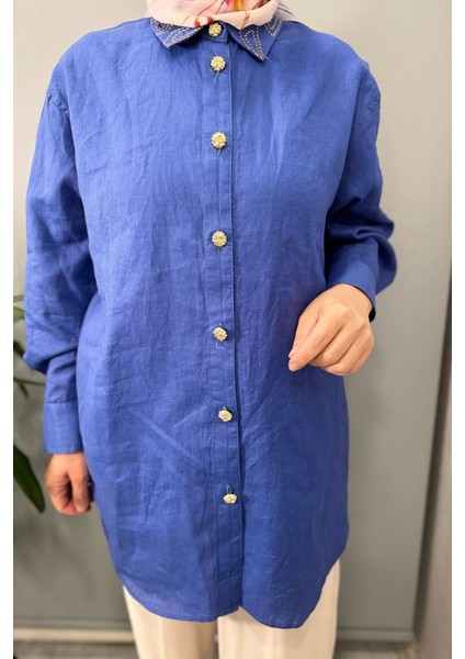 Keten Gömlek Saks 25YGSTNK4056 fırsatları