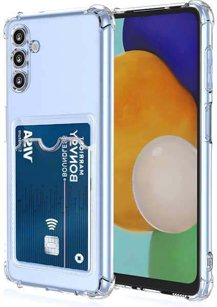 Samsung Galaxy A26 Kılıf Kartlıklı Kamera Çıkıntılı Şeffaf Darbe Korumalı Kart Bölmeli Kapak