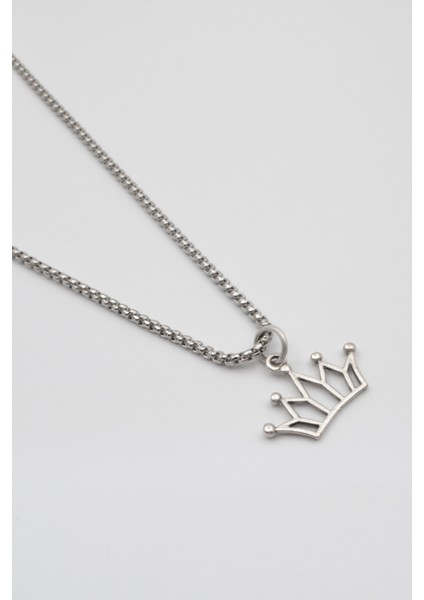 Taç Örme Zincir Kolye - Antik Gümüş Kaplama - Kadın Erkek - 60 cm fiyatları