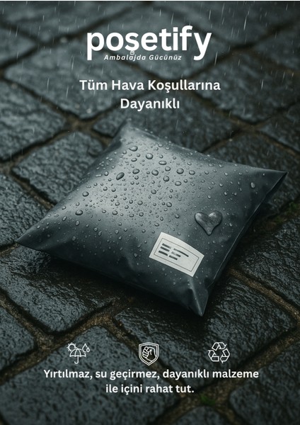 Gri Cepsiz Kargo Poşeti 45X55+5 cm | Yapışkan Bantlı Kargo Zarfı | 25’li E-Ticaret Poşeti