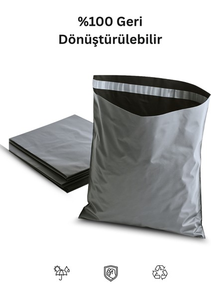Gri Cepsiz Kargo Poşeti 45X55+5 cm | Yapışkan Bantlı Kargo Zarfı | 25’li E-Ticaret Poşeti